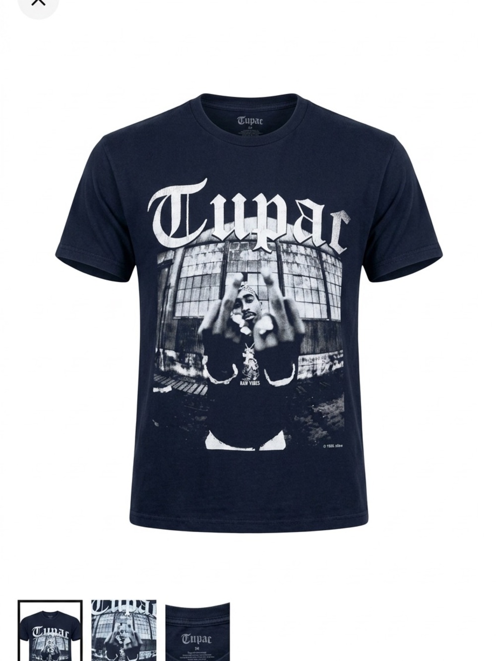 Tupac Shakur Mike Miller Graphic T-Shirt Mens Medium Black Cotton Rap Tee